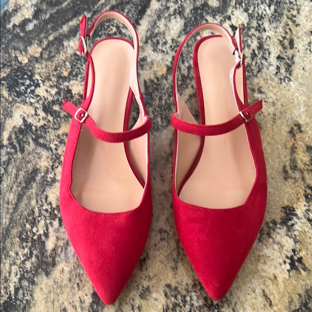 Elegant Red Women's Slingback Shoes